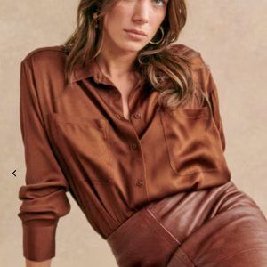 Sezane Set: Maxence Blouse in Caramel, Size 38